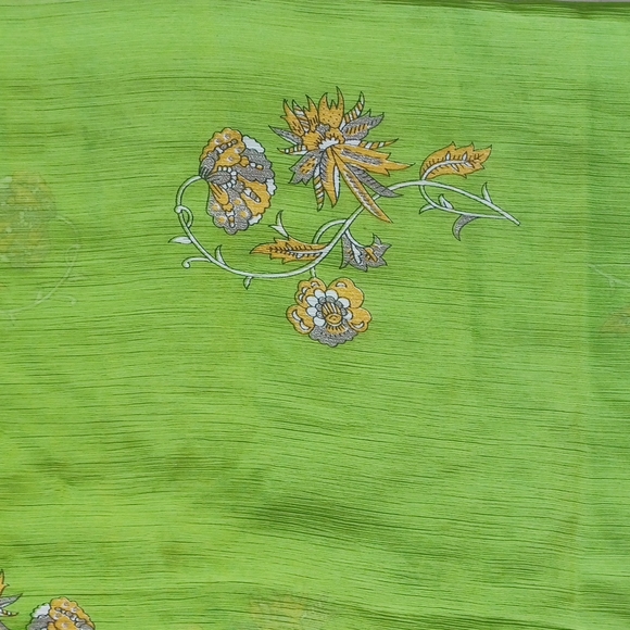 Chartreuse Green Floral & Sequin Sari Wrap - Picture 3 of 9